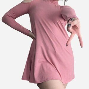 Pink Planet Gold cold shoulder dress